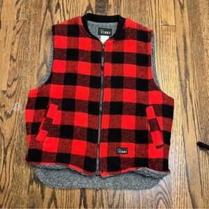 Codet Mens Buffalo Plaid Wool Fleece Lined Full Zip‎ Hunting Vest Size Medium